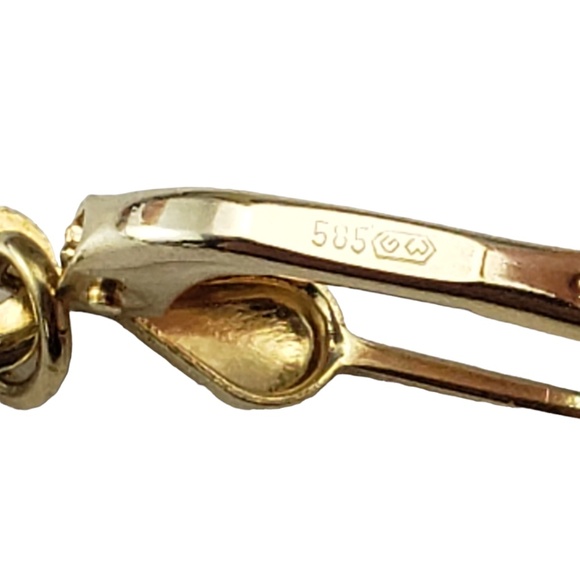 14K Yellow Gold and Diamond Dangle Earrings #16670 - Picture 6 of 8